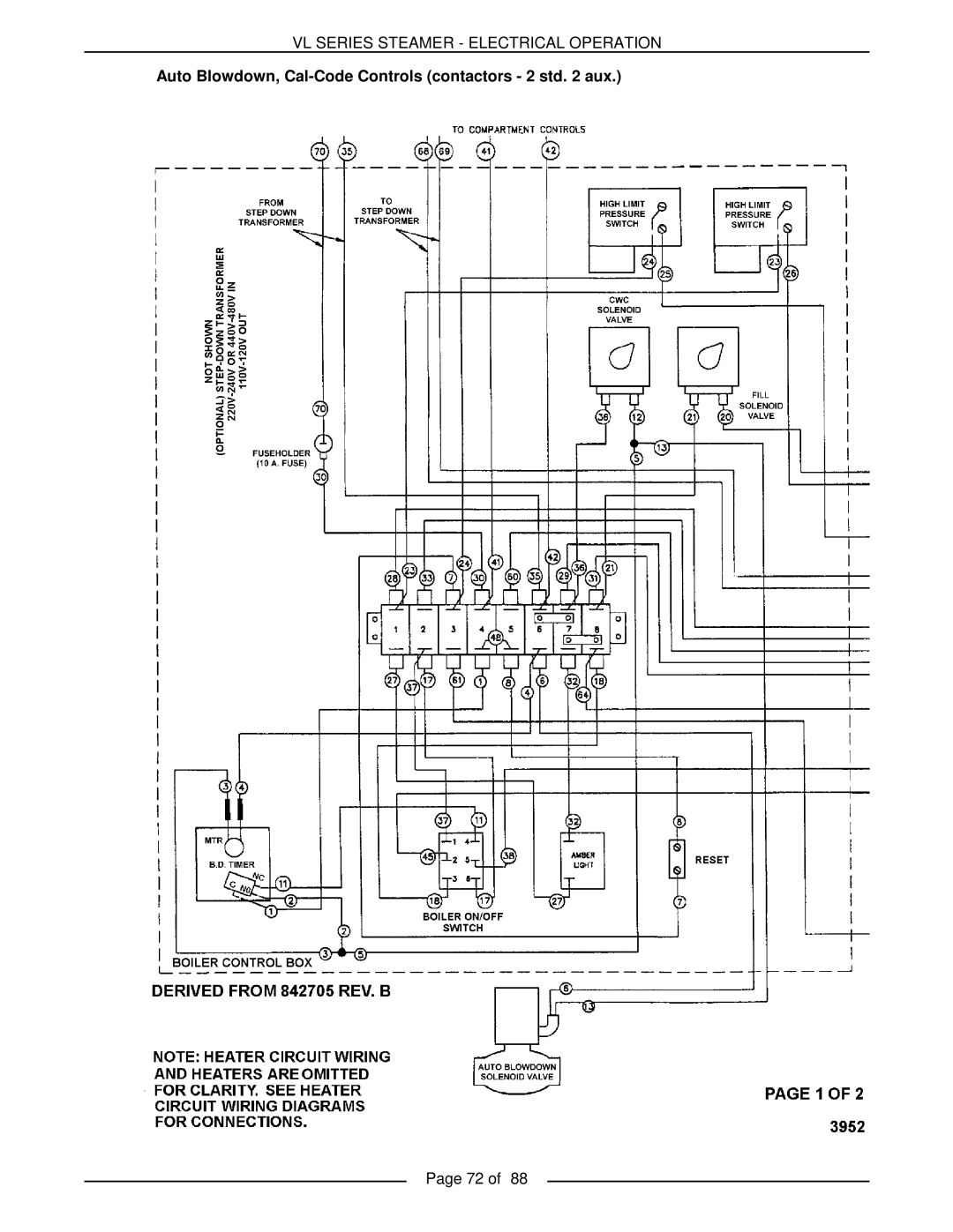 Vulcan-Hart VL3GMS, VL2GMS, VL3GAS, VL2GAS, VL2GSS, VL3GSS, VL3GPS, VL2GPS Vl Series Steamer - Electrical Operation, Page 72 of 