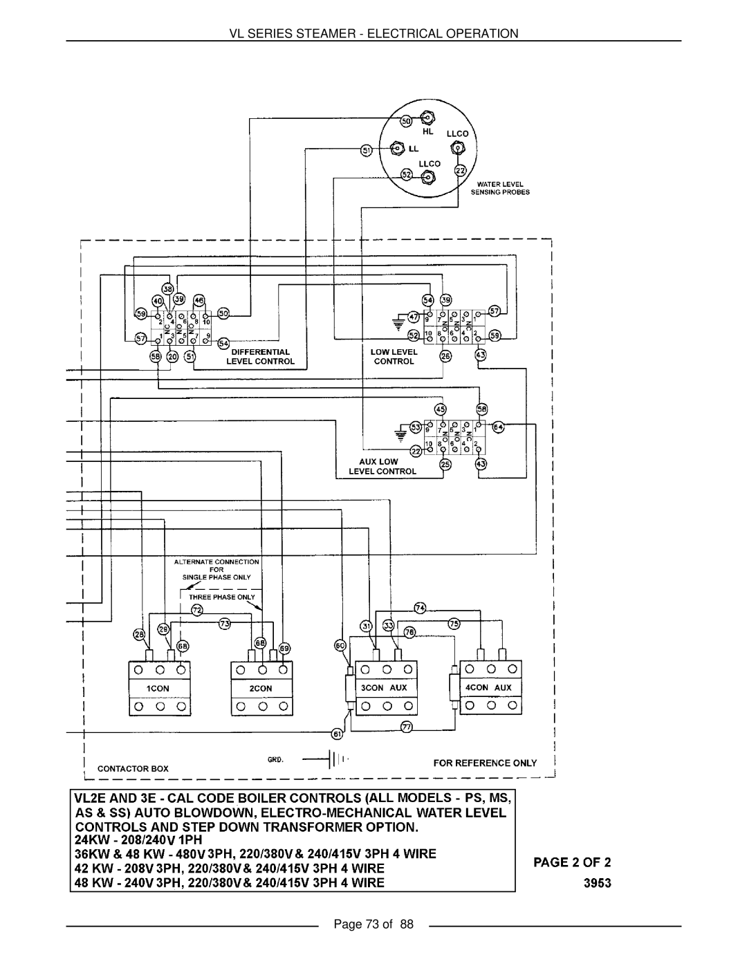 Vulcan-Hart VL2GMS, VL3GMS, VL3GAS, VL2GAS, VL2GSS, VL3GSS, VL3GPS, VL2GPS Vl Series Steamer - Electrical Operation, Page 73 of 