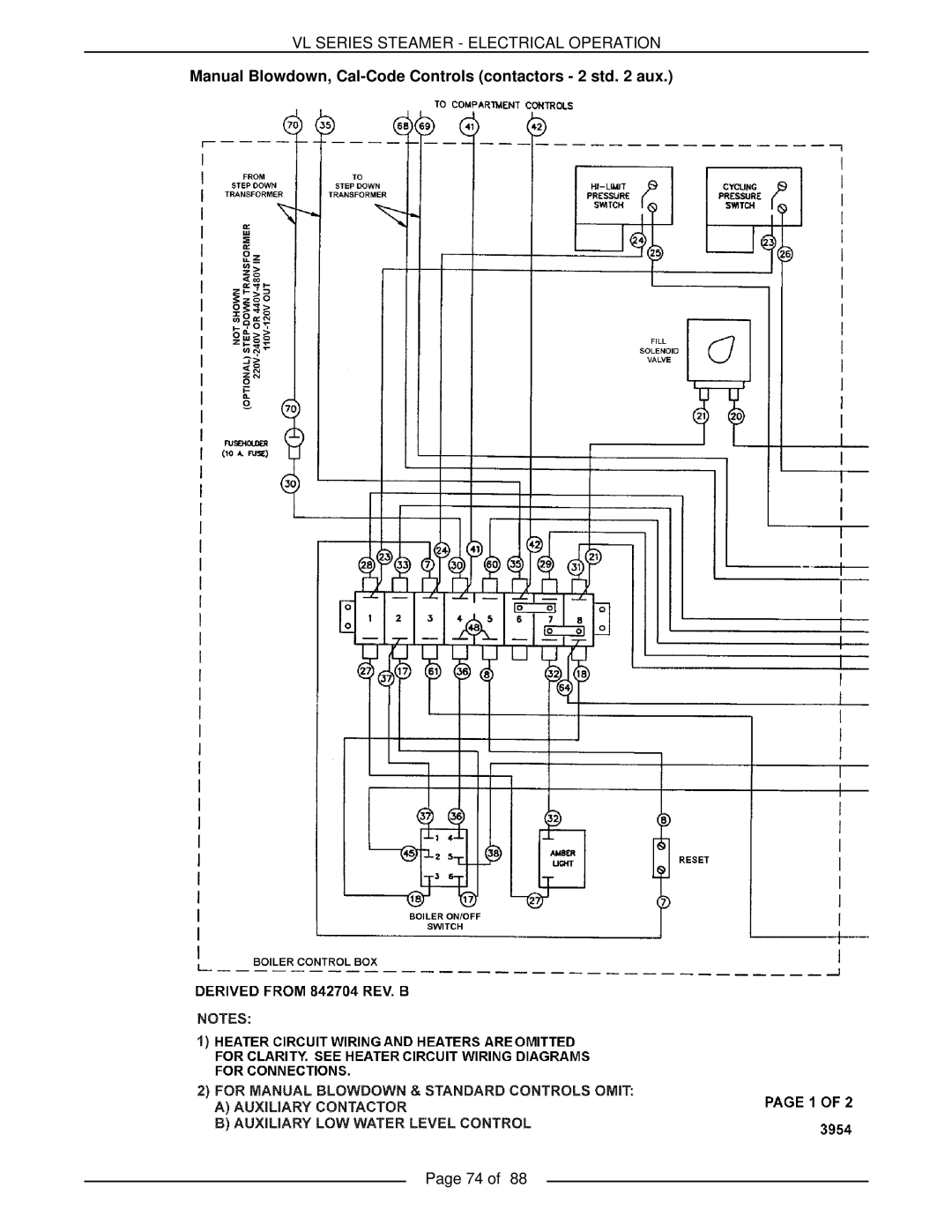 Vulcan-Hart VL3GAS, VL3GMS, VL2GMS, VL2GAS, VL2GSS, VL3GSS, VL3GPS, VL2GPS Vl Series Steamer - Electrical Operation, Page 74 of 