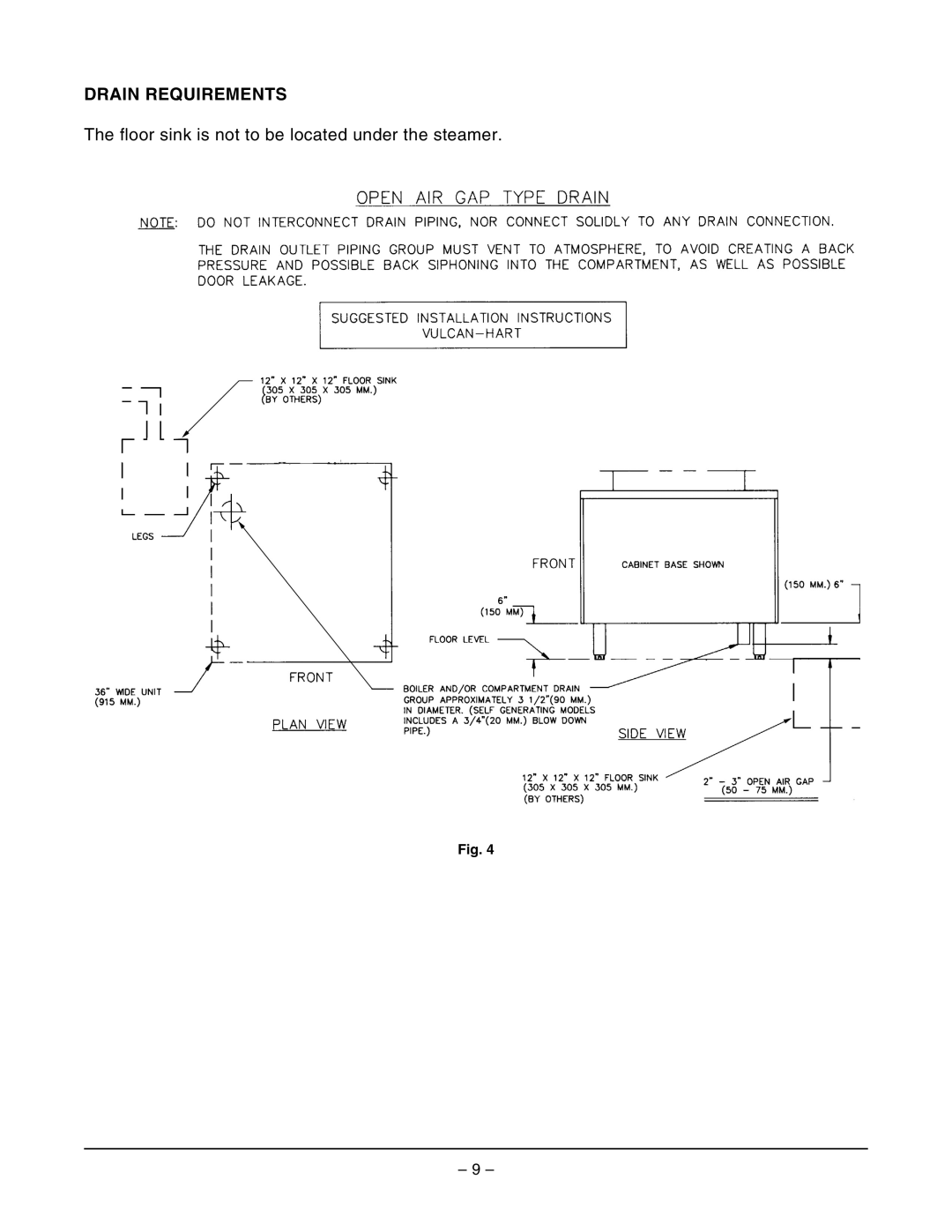 Vulcan-Hart VL2GSS ML-52389, VL3GSS ML-52393 operation manual Drain Requirements 