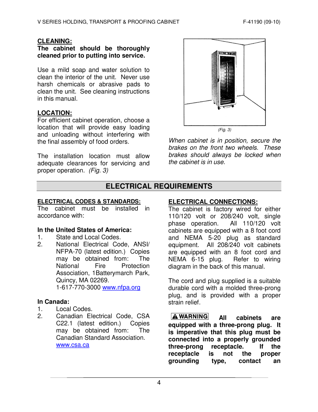 Vulcan-Hart VP18 ML-138089 operation manual Electrical Requirements, Cleaning, Location, Electrical Connections 