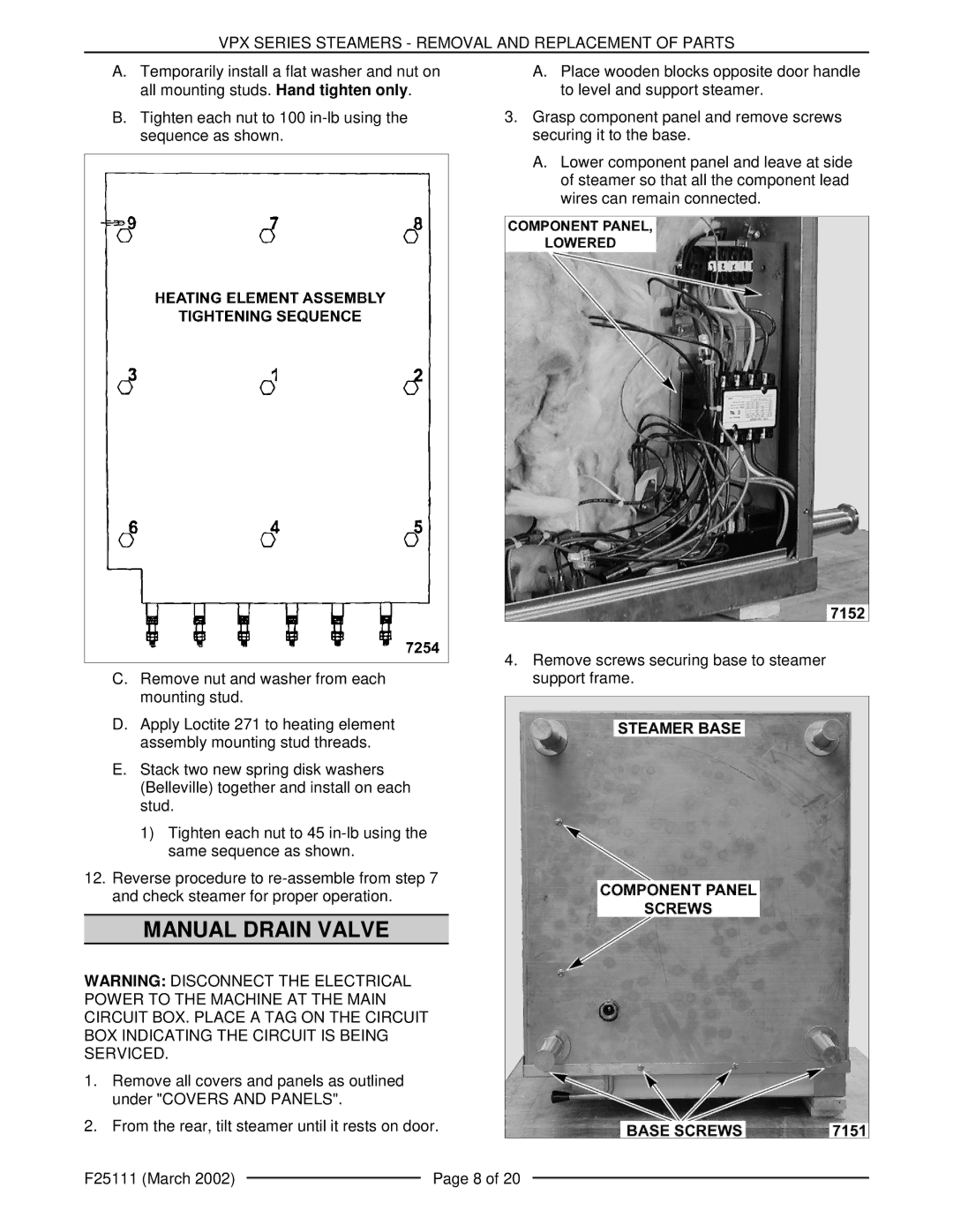 Vulcan-Hart VPX3 126586, VPX5 126588 manual Manual Drain Valve 