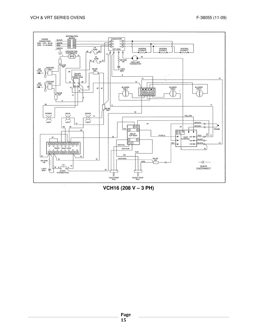 Vulcan-Hart VRT32I ML-138024 operation manual VCH16 208 V 3 PH 