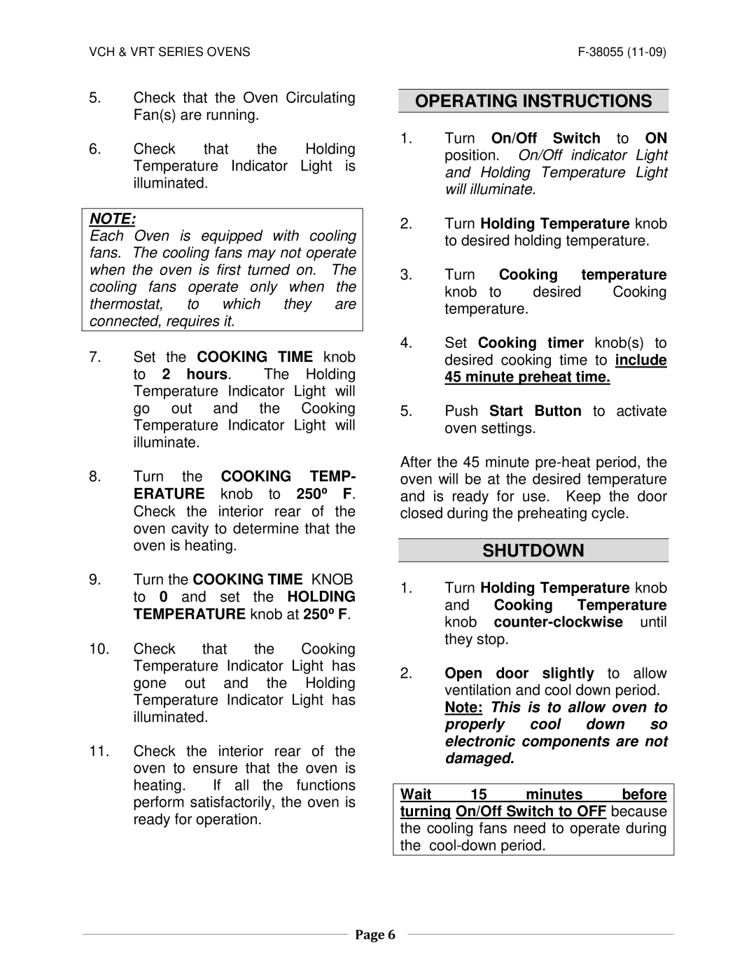 Vulcan-Hart VRT32I ML-138024 operation manual Operating Instructions, Shutdown 