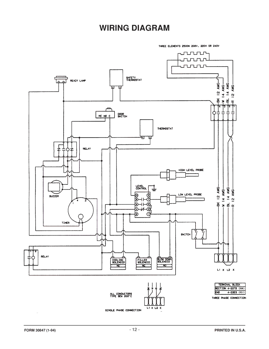 Vulcan-Hart VSX 9000 manual Wiring Diagram 