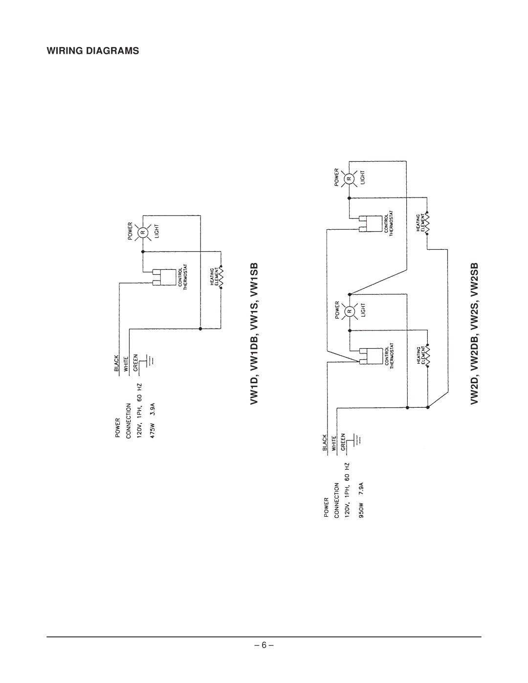 Vulcan-Hart VW1SB ML-126501, VW2SB ML-126503, VW1S ML-126500 Wiring Diagrams VW1D,VW1DB,VW1S,VW1SB VW2D,VW2DB,VW2S,VW2SB 