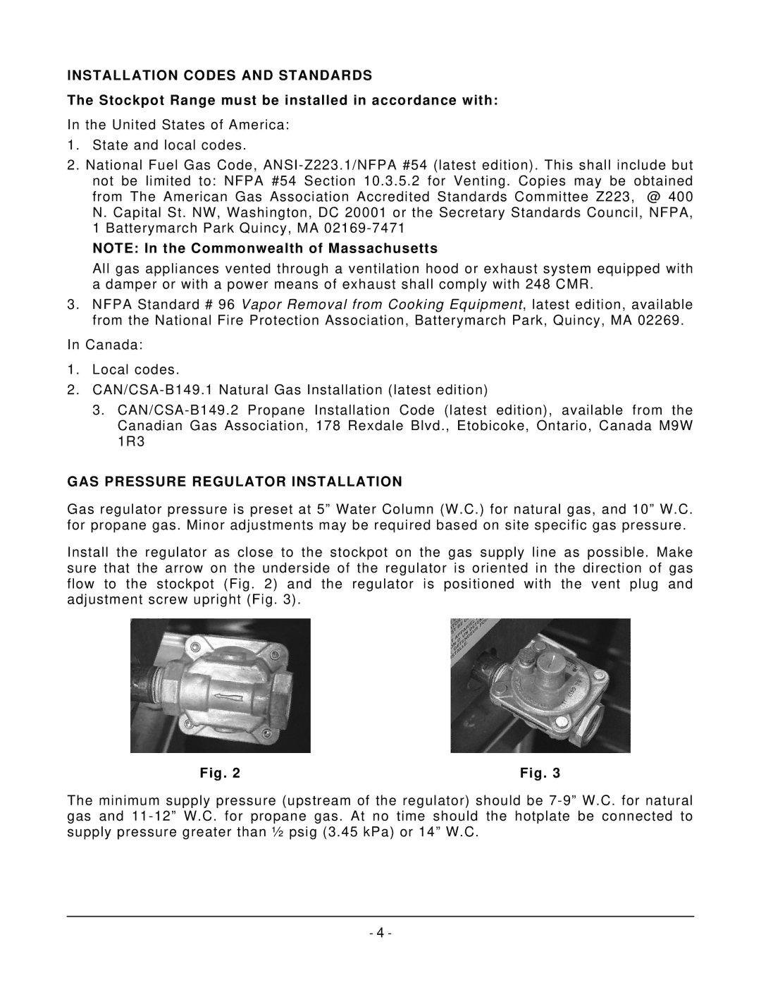 Vulcan-Hart WSPR2F, WSPR1, VSP200F, ML-760600 Installation Codes and Standards, GAS Pressure Regulator Installation 