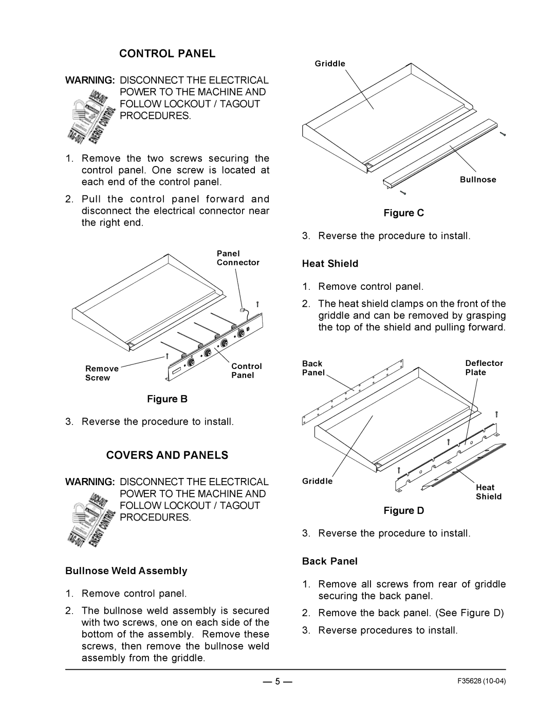 Vulcan-Hart service manual Control Panel, Covers and Panels 