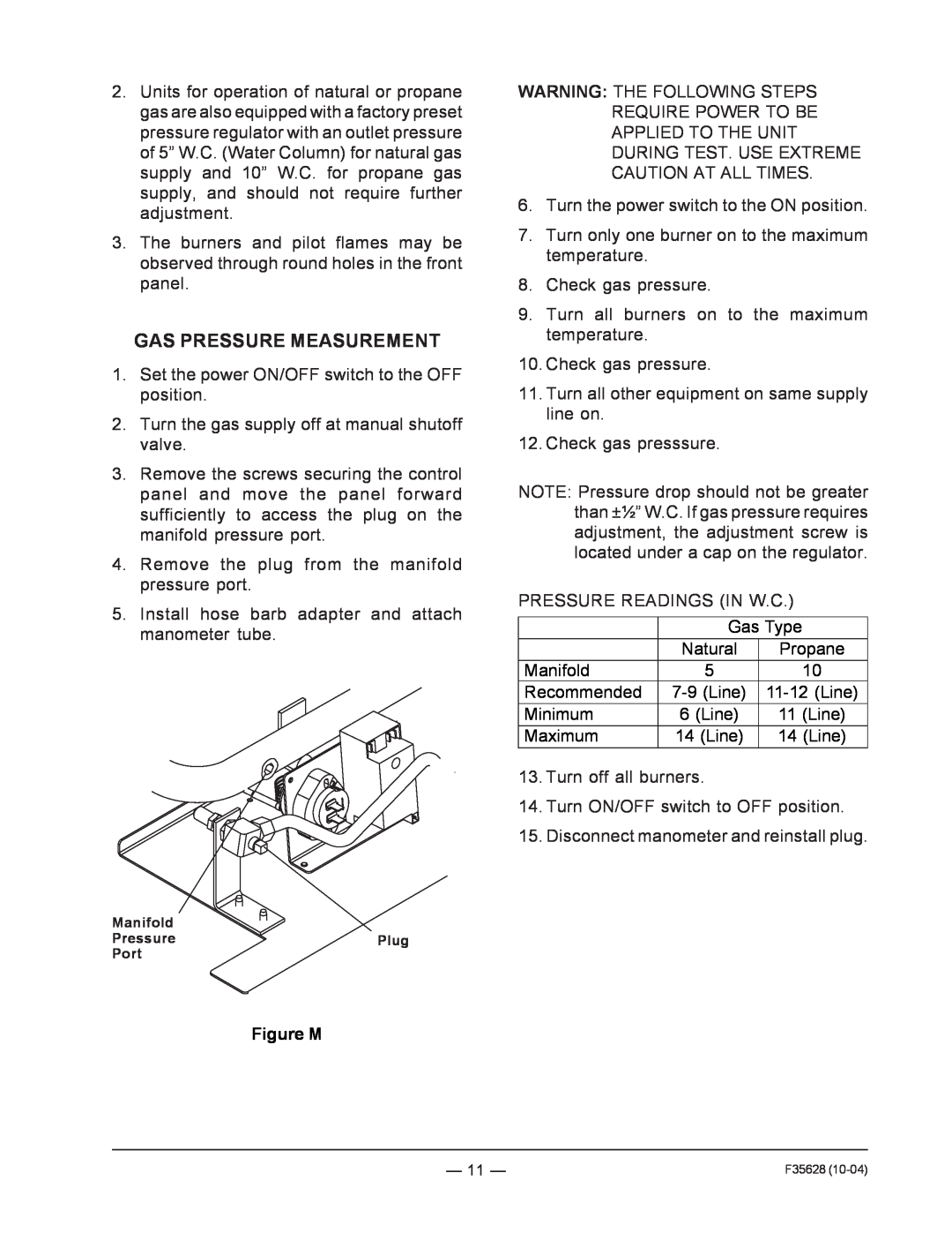 Vulcan-Hart service manual Gas Pressure Measurement, Figure M 
