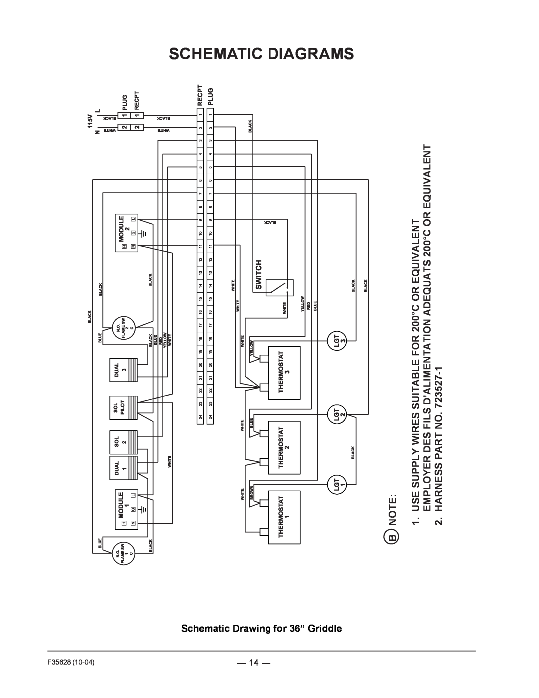 Vulcan-Hart service manual Schematic Drawing for 36” Griddle, Schematic Diagrams, F35628 