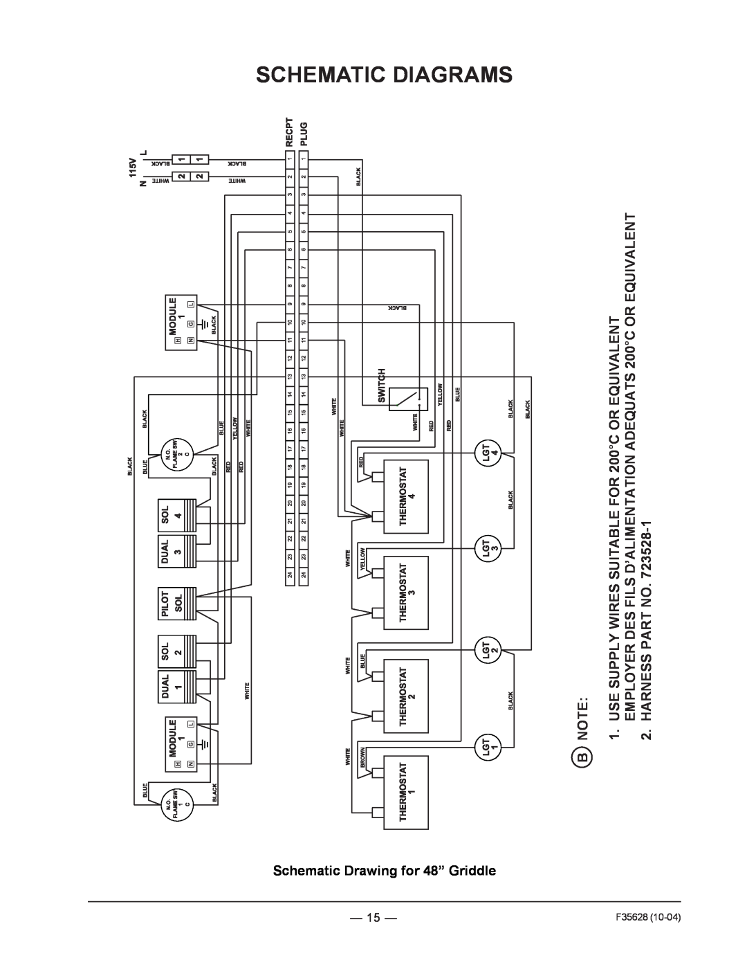 Vulcan-Hart service manual Schematic Drawing for 48” Griddle, Schematic Diagrams, F35628 