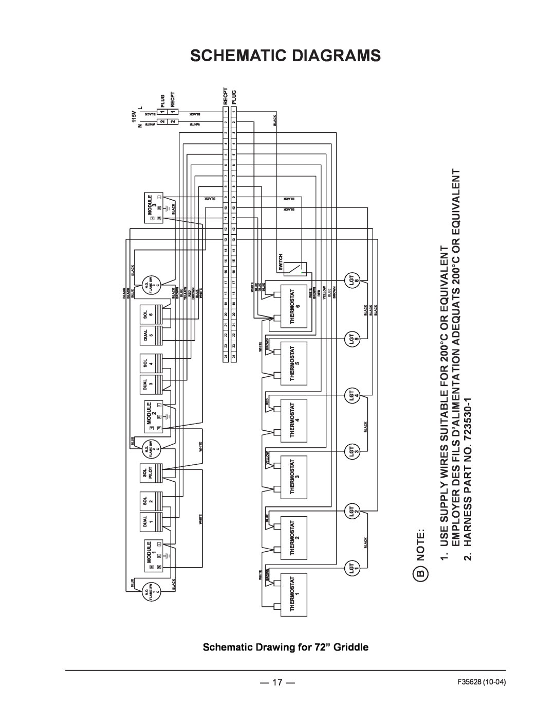 Vulcan-Hart service manual Schematic Drawing for 72” Griddle, Schematic Diagrams, F35628 
