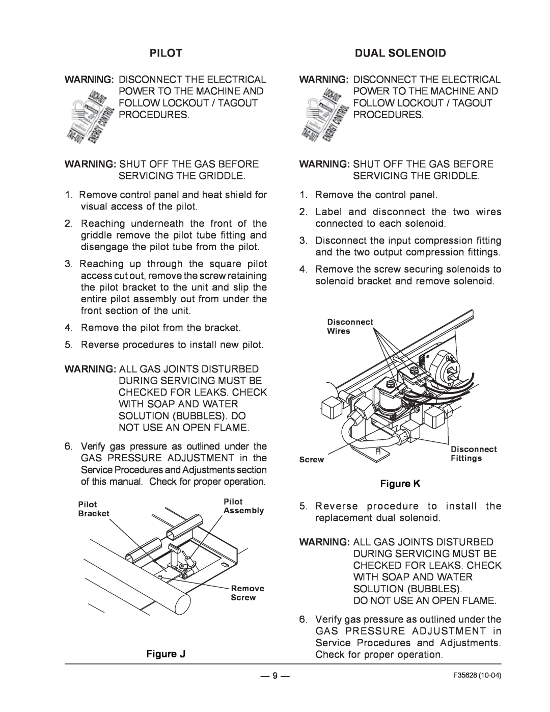 Vulcan-Hart service manual Pilot, Dual Solenoid, Figure J, Figure K 