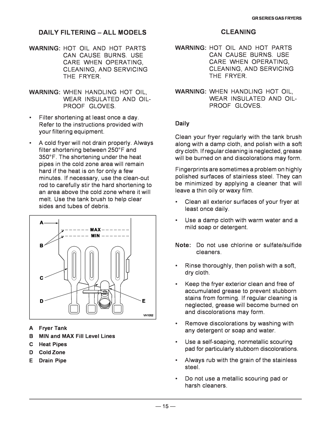 Vulcan-Hart operation manual Daily Filtering - All Models, Cleaning 