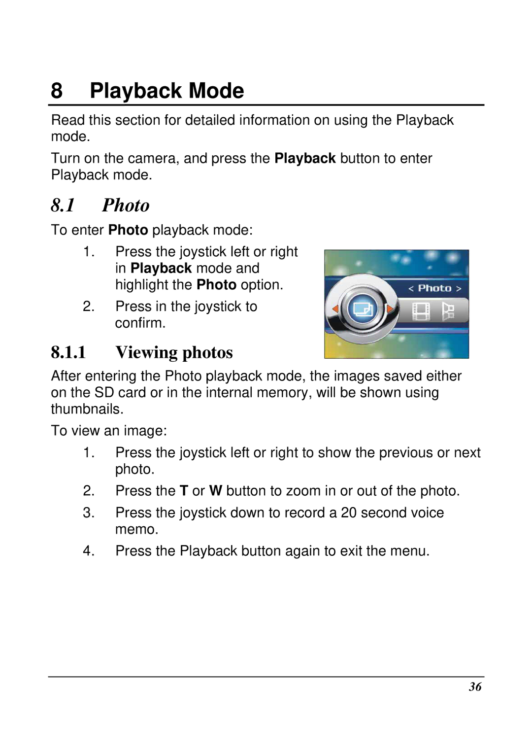 VuPoint Solutions DV-DA1-VP manual Playback Mode, Photo, Viewing photos 