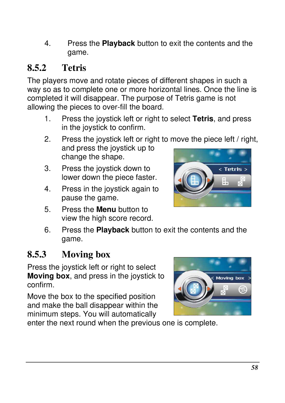 VuPoint Solutions DV-DA1-VP manual Tetris, Moving box 