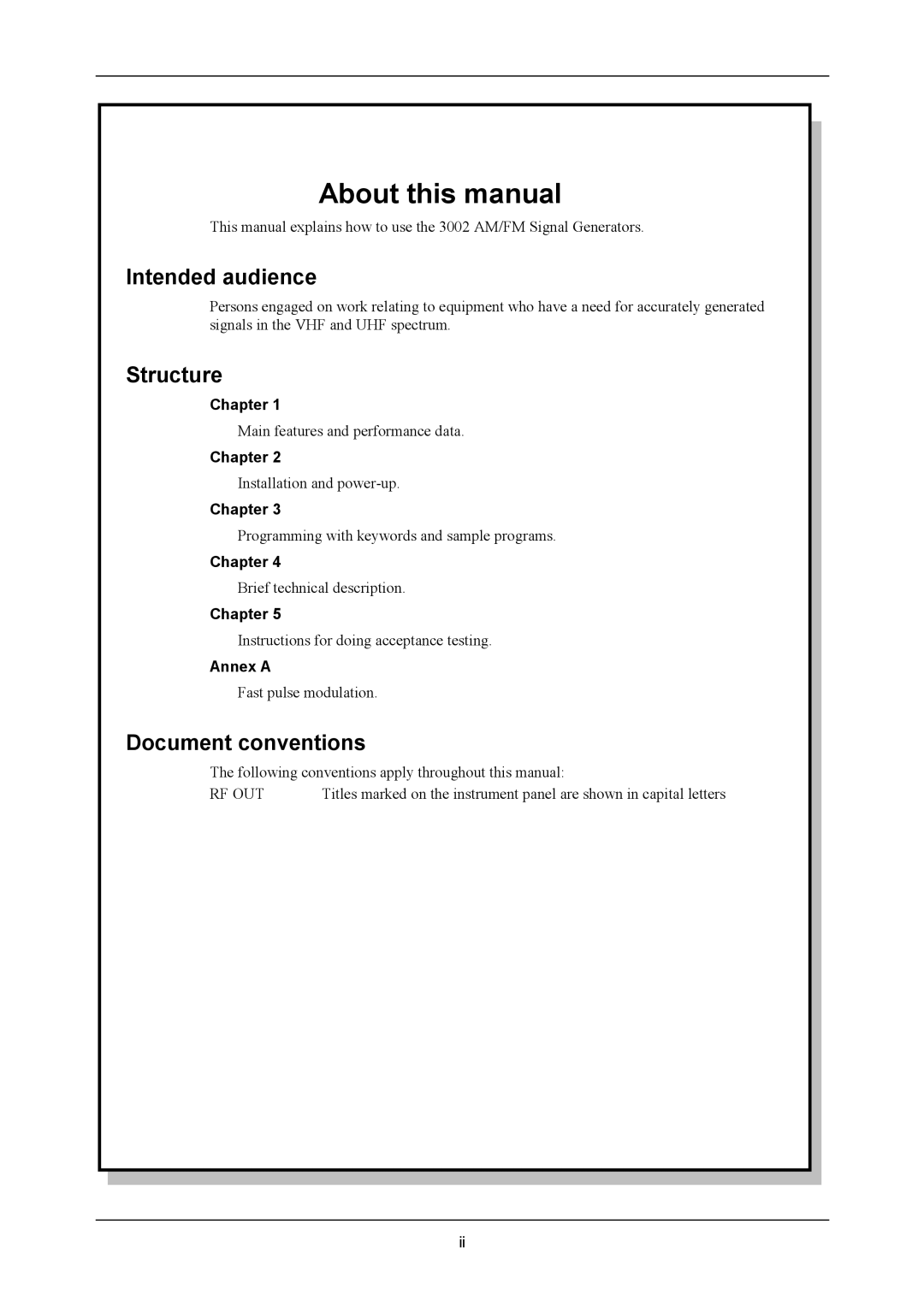 VXI 3002 manual Intended audience, Structure, Document conventions, Chapter, Annex a 
