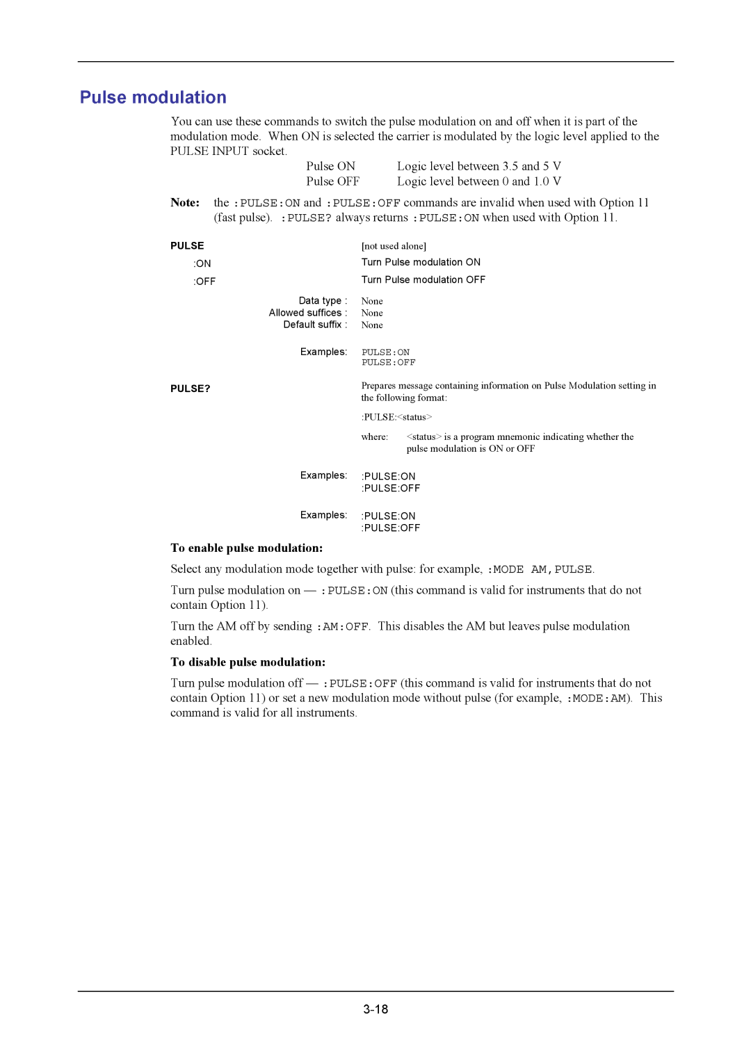 VXI 3002 manual Pulse modulation, Pulse? 