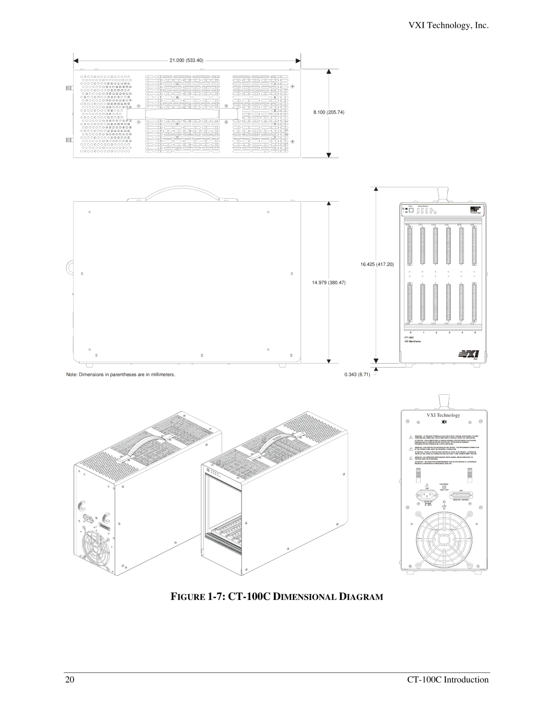 VXI 82-0102-000, CT-100C Series Six-Slot VXIBus Chassis user manual 7CT-100C Dimensional Diagram 