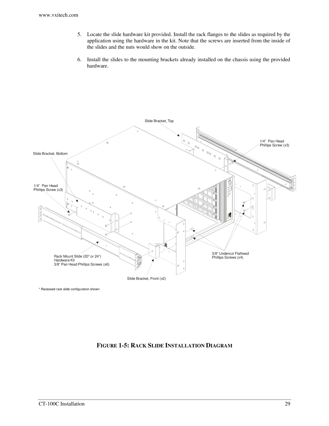 VXI CT-100C Series Six-Slot VXIBus Chassis, 82-0102-000 user manual Rack Slide Installation Diagram 