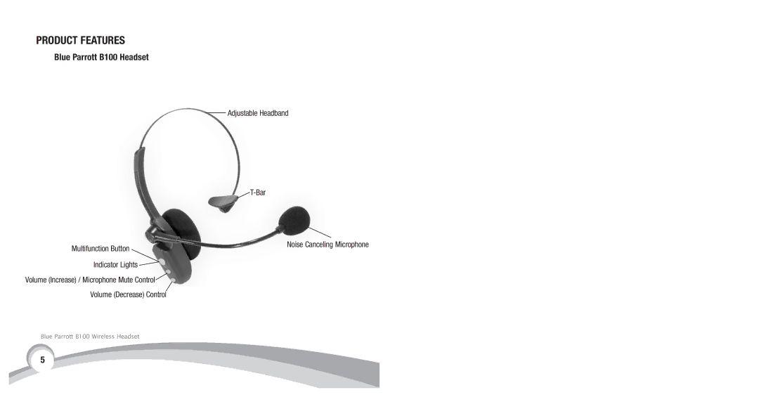 VXI manual Product Features, Blue Parrott B100 Headset 