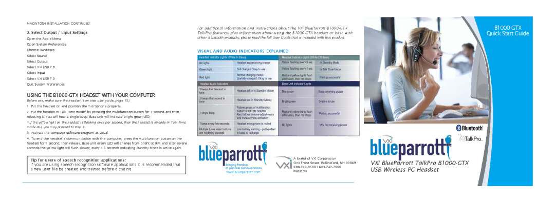 VXI manual Using the B1000-GTX Headset with Your Computer, Select Output / Input Settings 