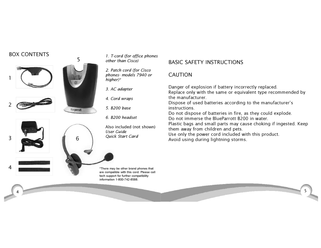 VXI B200 manual BOX Contents 