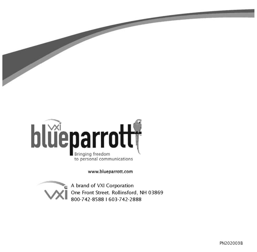 VXI BlueParrott B10, B10-GTX manual PN202003B 