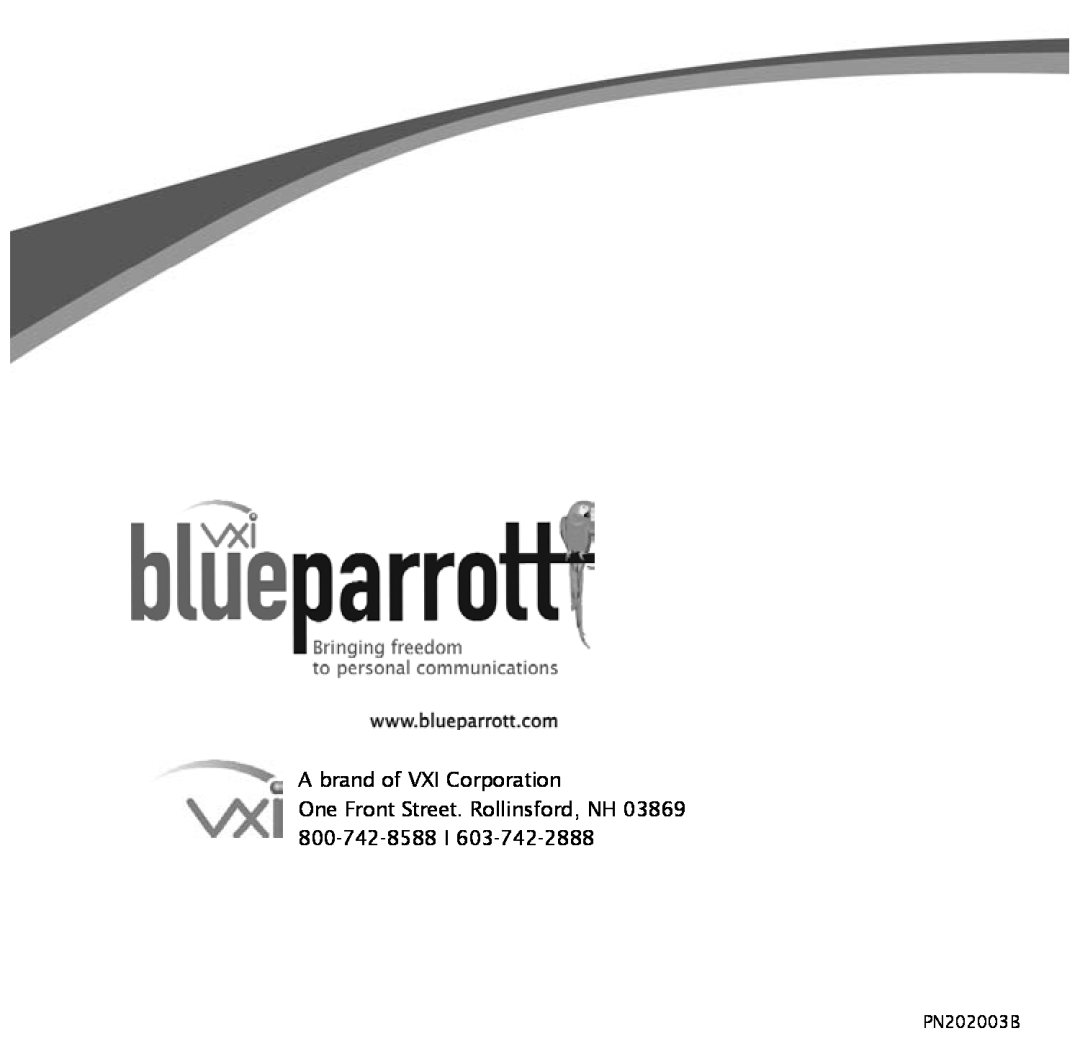 VXI BlueParrott B10, B10-GTX manual A brand of VXI Corporation, PN202003B 