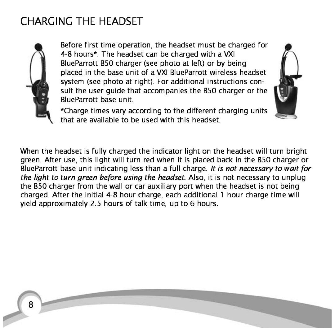 VXI BlueParrott B10, B10-GTX manual Charging The Headset 