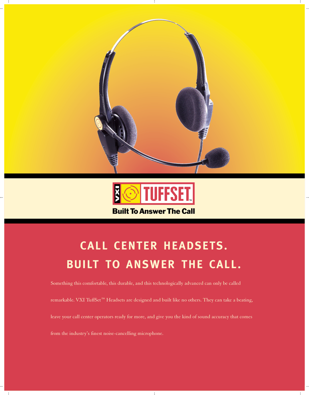 VXI manual Call Center Headsets Built to Answer the Call 