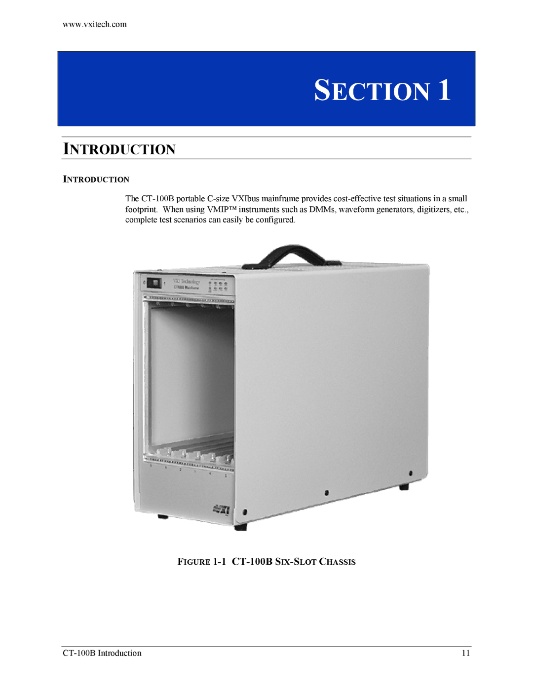 VXI Six-Slot VXIBus Chassis, CT-100B user manual Introduction 