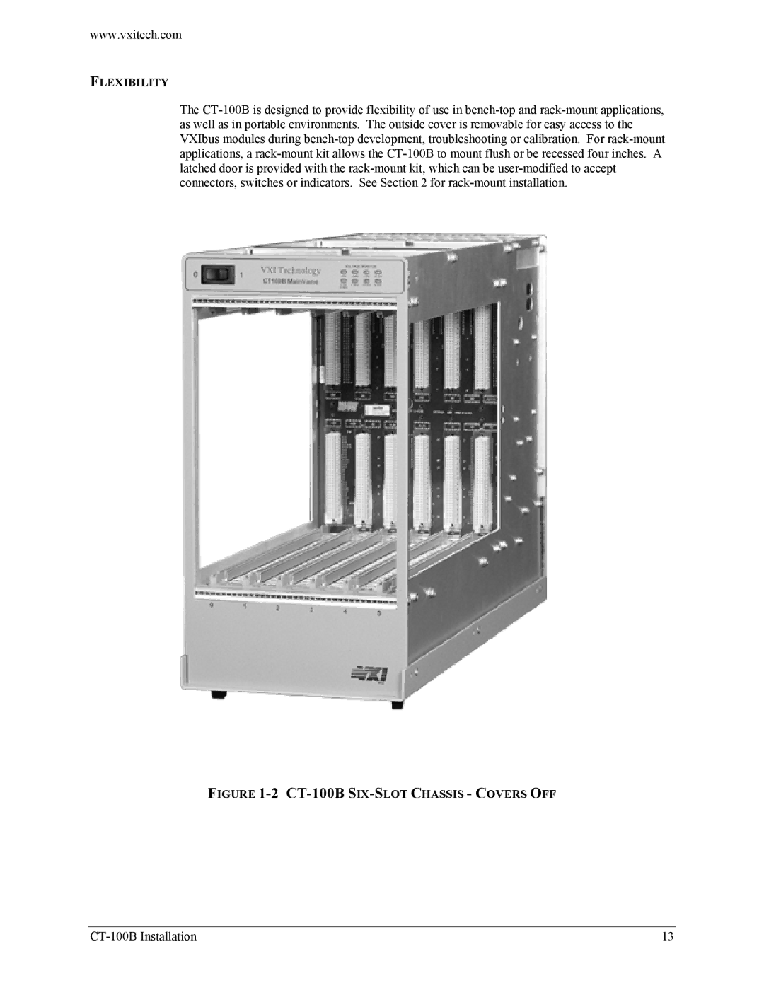 VXI Six-Slot VXIBus Chassis user manual Flexibility, 2CT-100BSIX-SLOT Chassis Covers OFF 