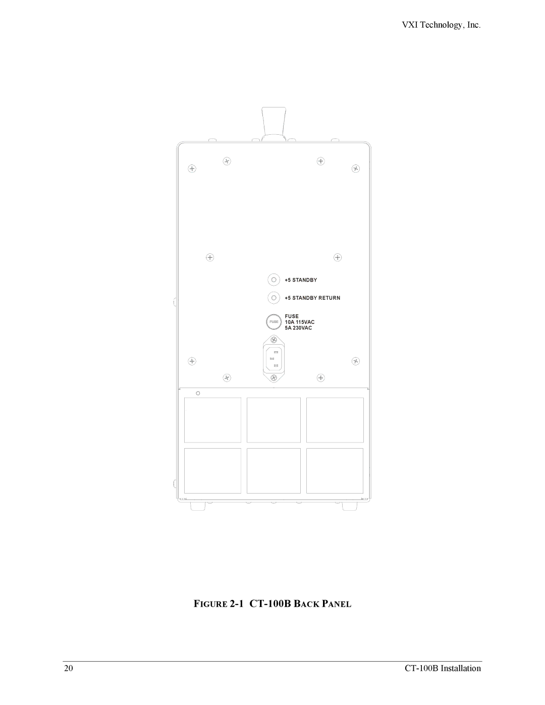 VXI Six-Slot VXIBus Chassis user manual CT-100B Back Panel 