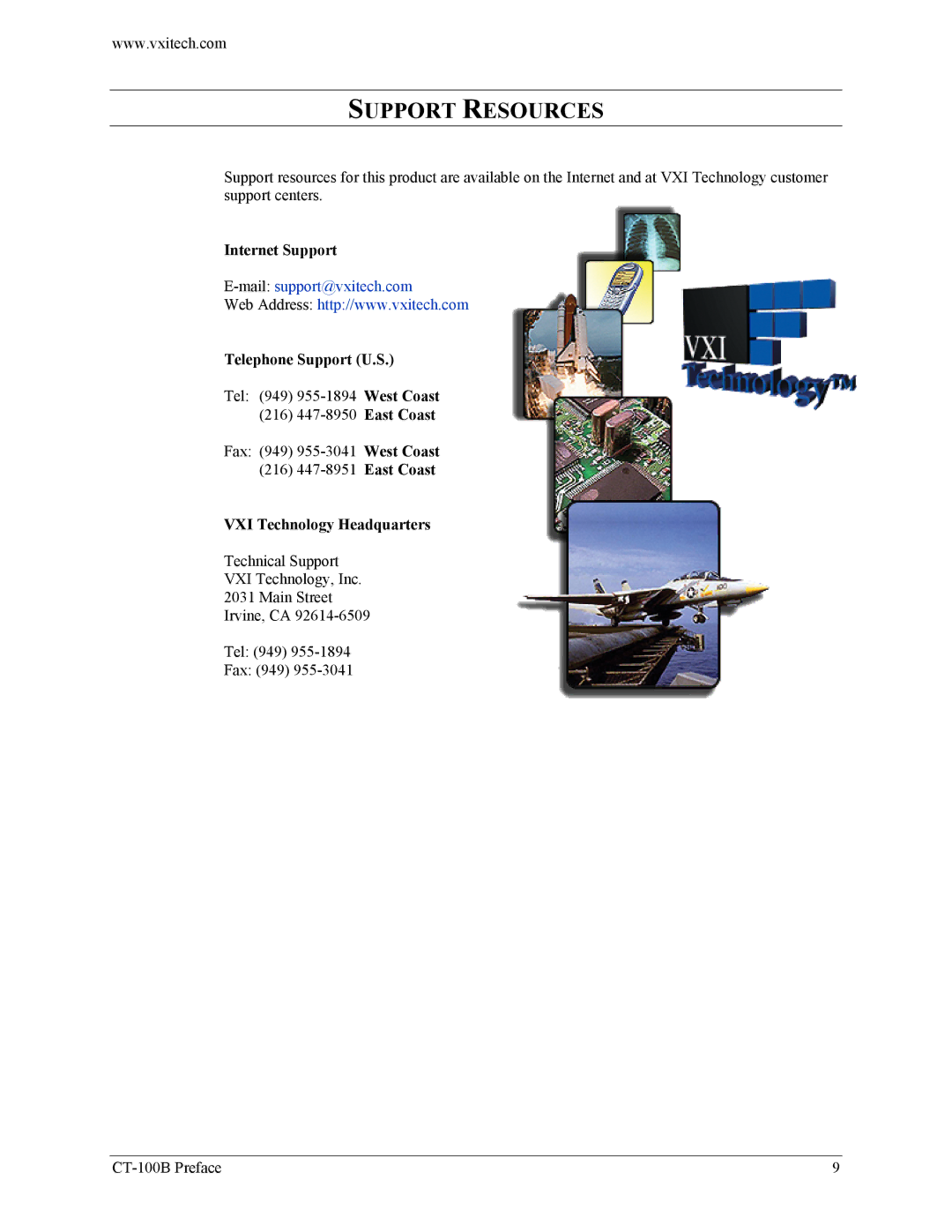 VXI Six-Slot VXIBus Chassis, CT-100B user manual Support Resources 