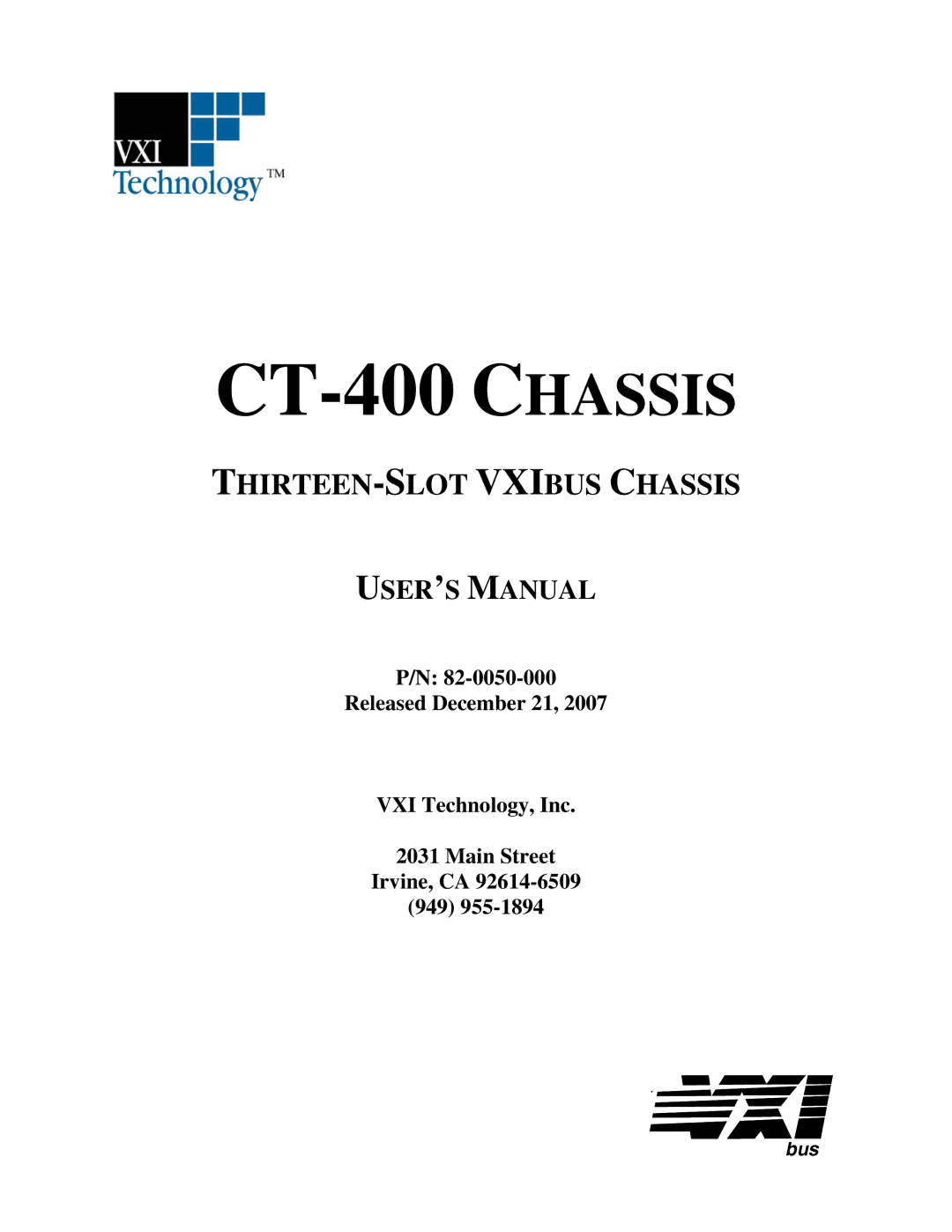 VXI user manual CT-400 Chassis 