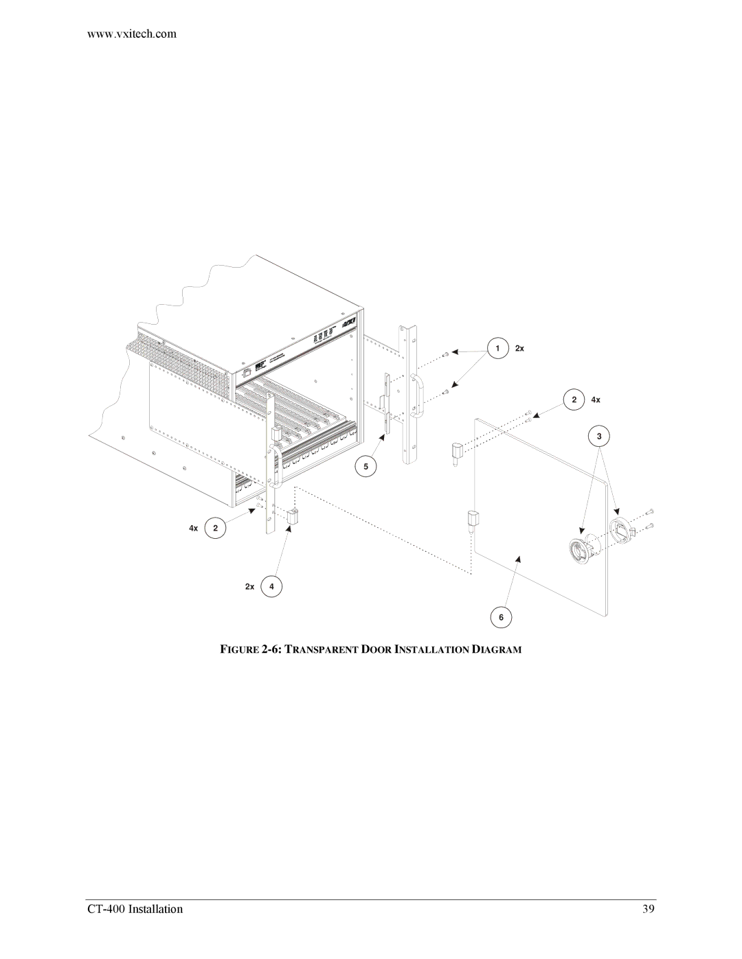 VXI CT-400 user manual Transparent Door Installation Diagram 