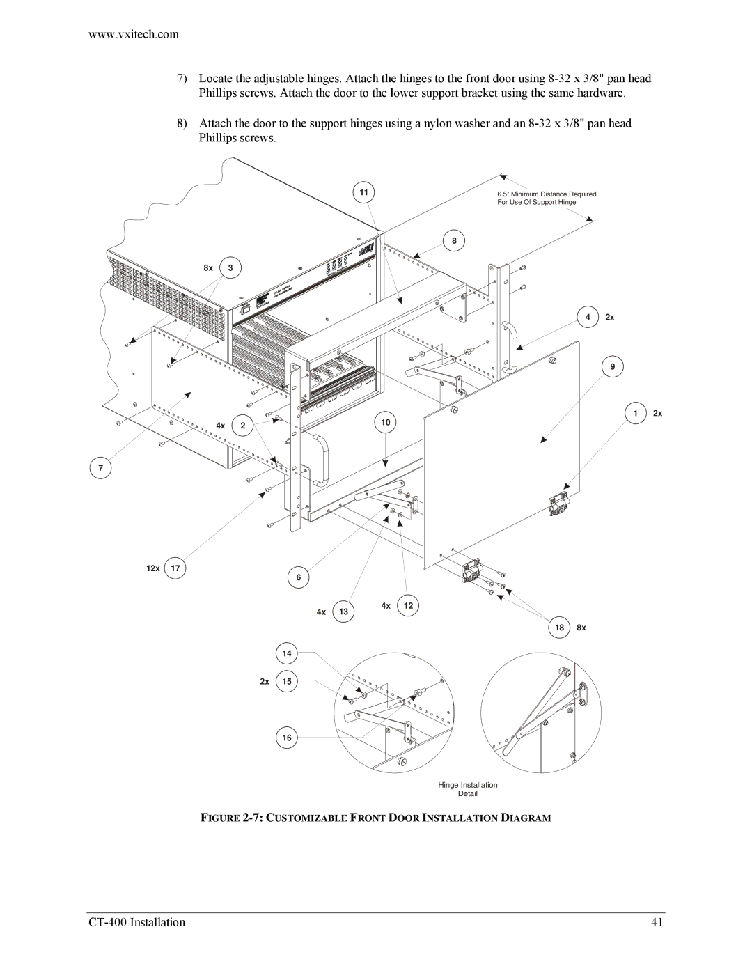 VXI CT-400 user manual Customizable Front Door Installation Diagram 