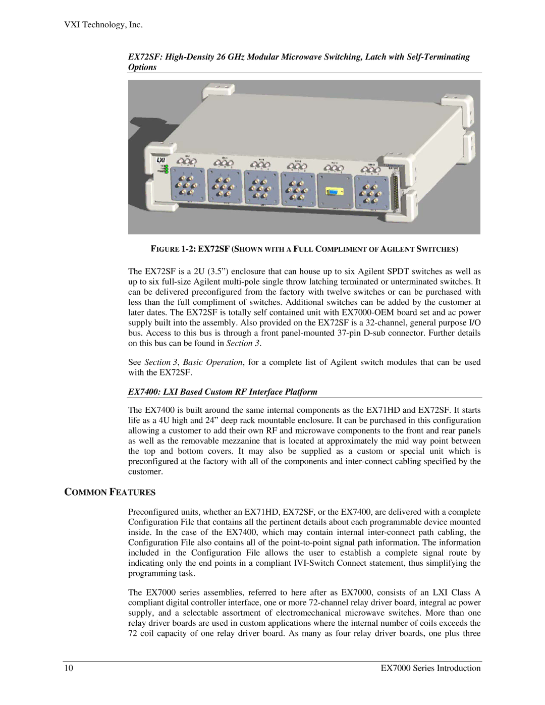 VXI EX7000 user manual EX7400 LXI Based Custom RF Interface Platform, Common Features 