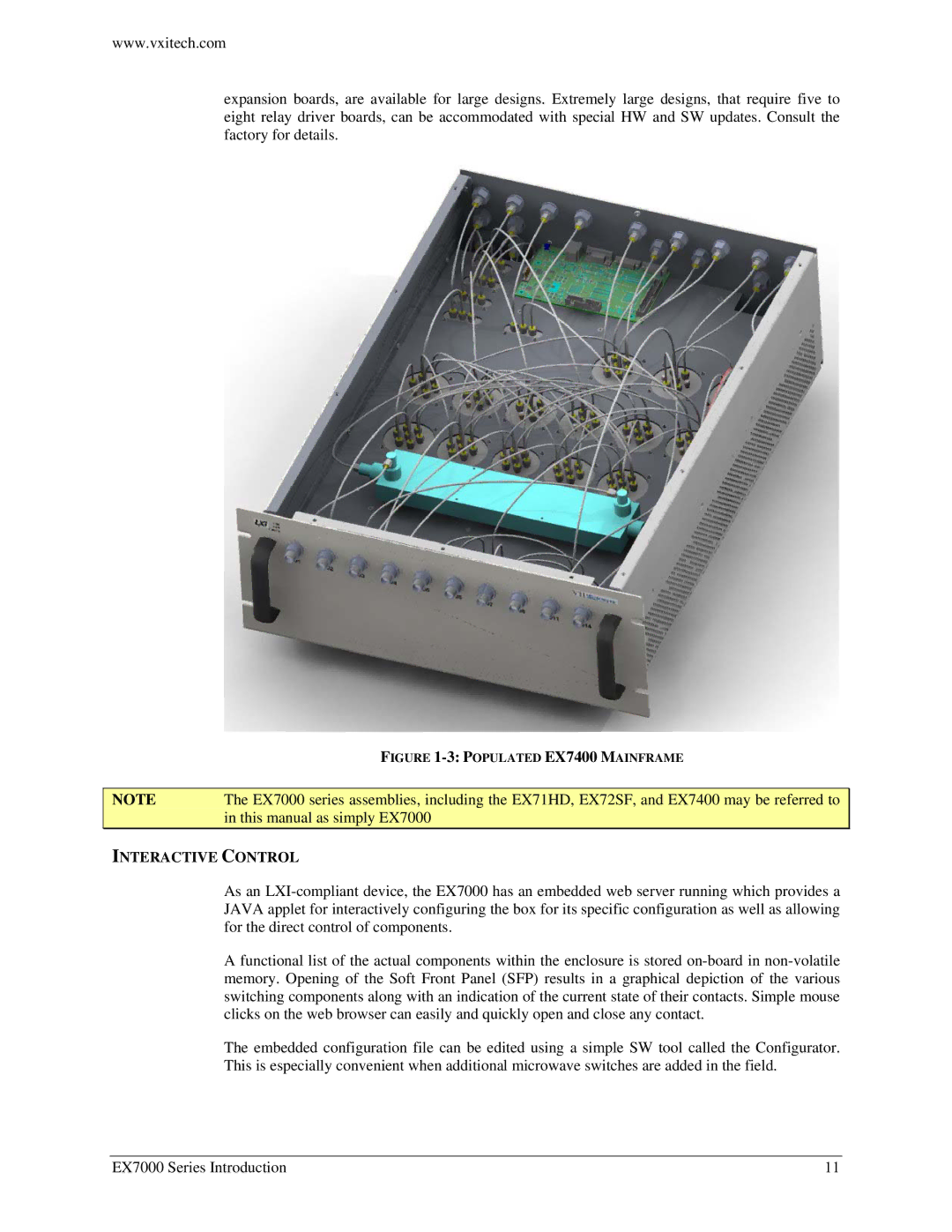 VXI EX7000 user manual Interactive Control, Populated EX7400 Mainframe 