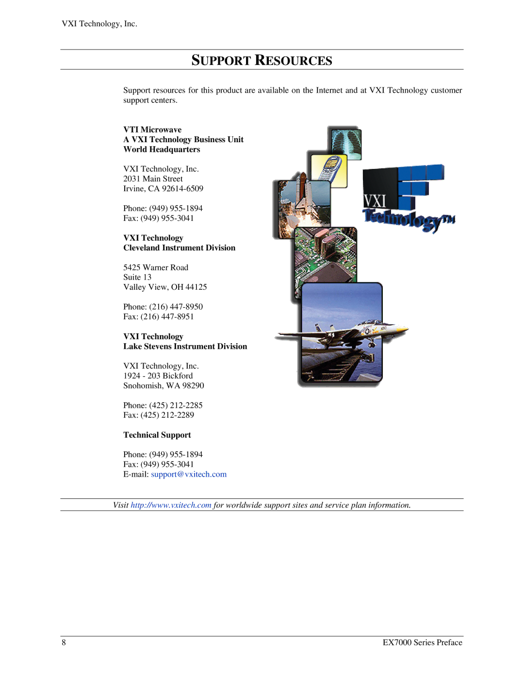 VXI EX7000 user manual Support Resources 