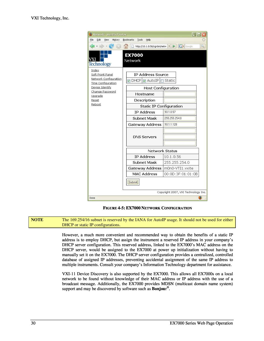 VXI user manual 5 EX7000 NETWORK CONFIGURATION 