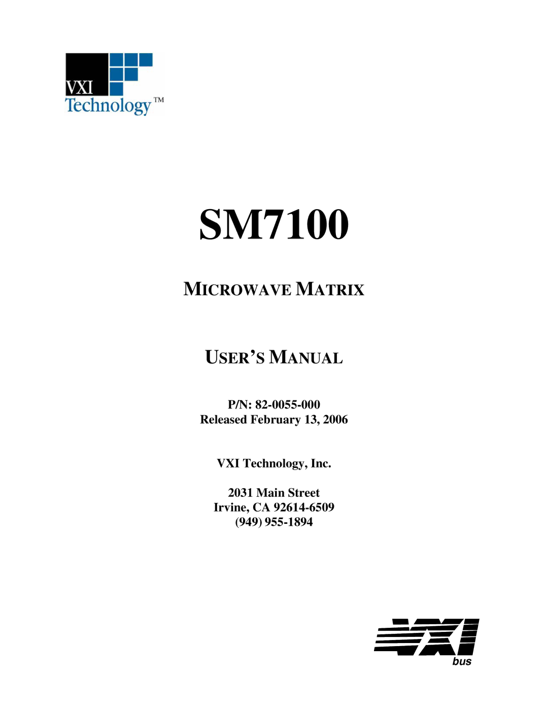 VXI SM7100, Microwave Matrix user manual 