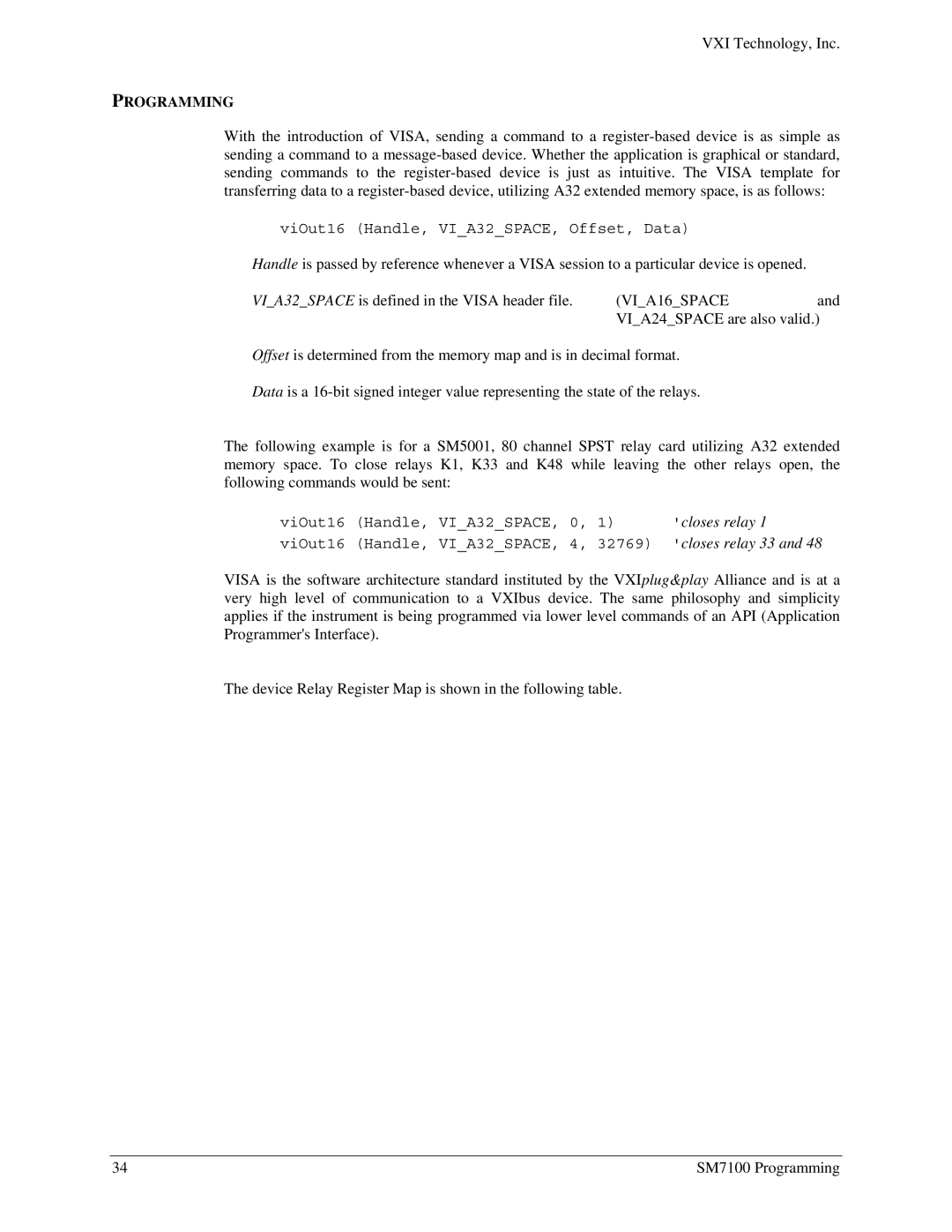 VXI Microwave Matrix, SM7100 user manual VIA16SPACE 