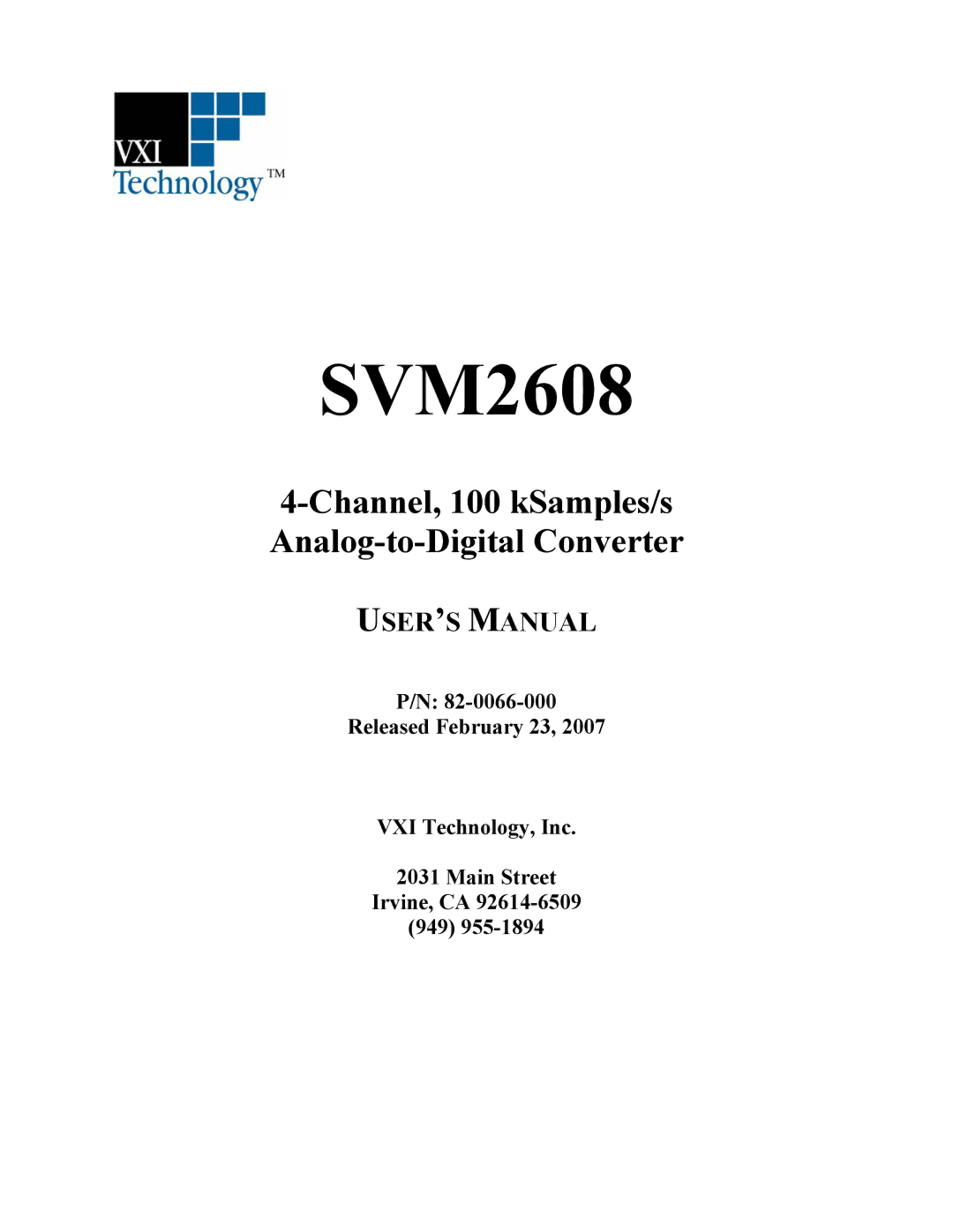 VXI SVM2608 user manual 