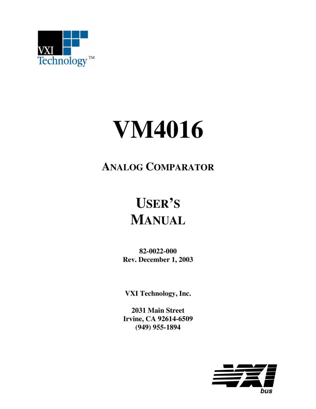 VXI VM4016 user manual 