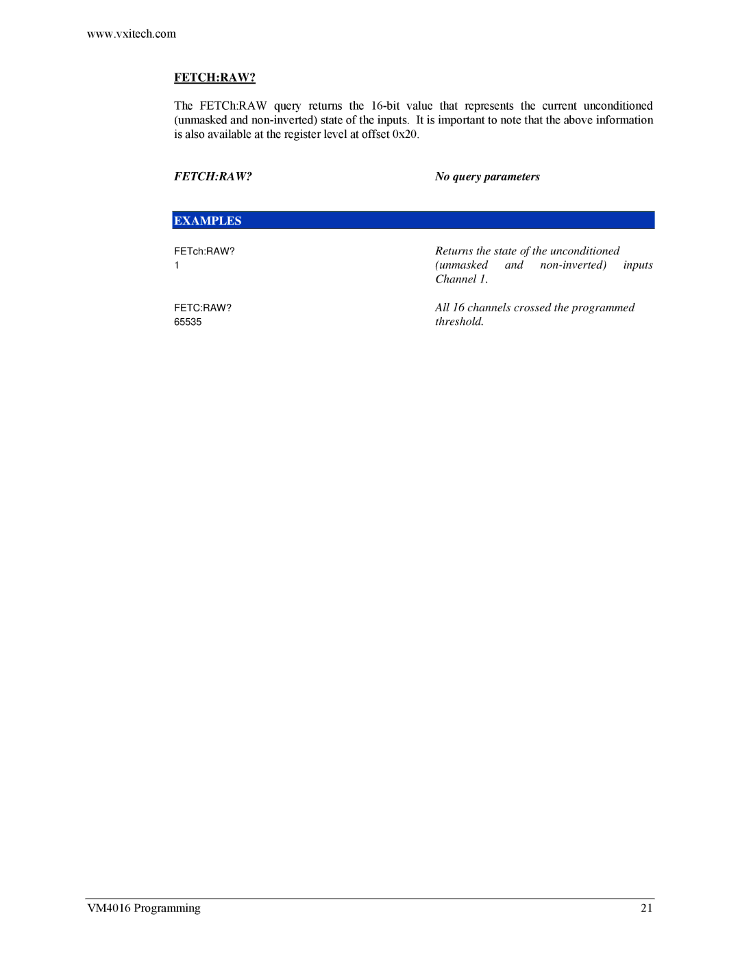 VXI VM4016 user manual Fetchraw? 
