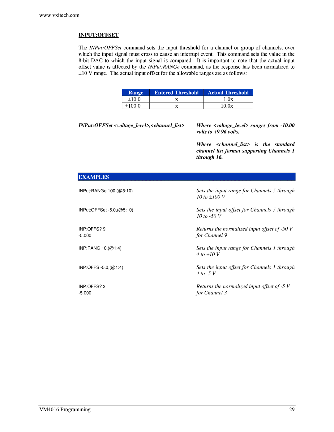 VXI VM4016 user manual Inputoffset, Inpoffs? 