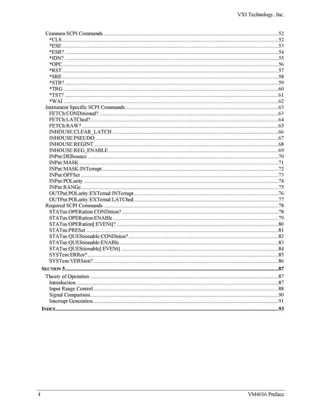 VXI VM4016 user manual VXI Technology, Inc 