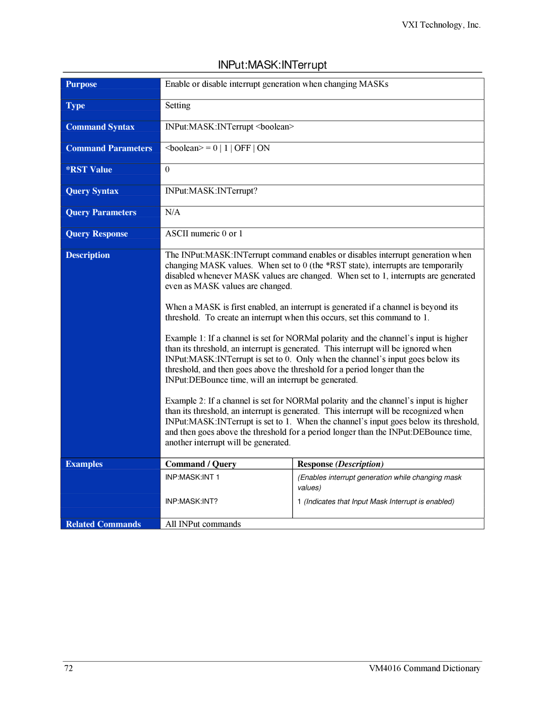 VXI VM4016 user manual INPutMASKINTerrupt 